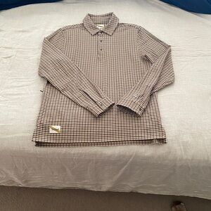 Tracksmith New England Gingham Long Sleeve Polo